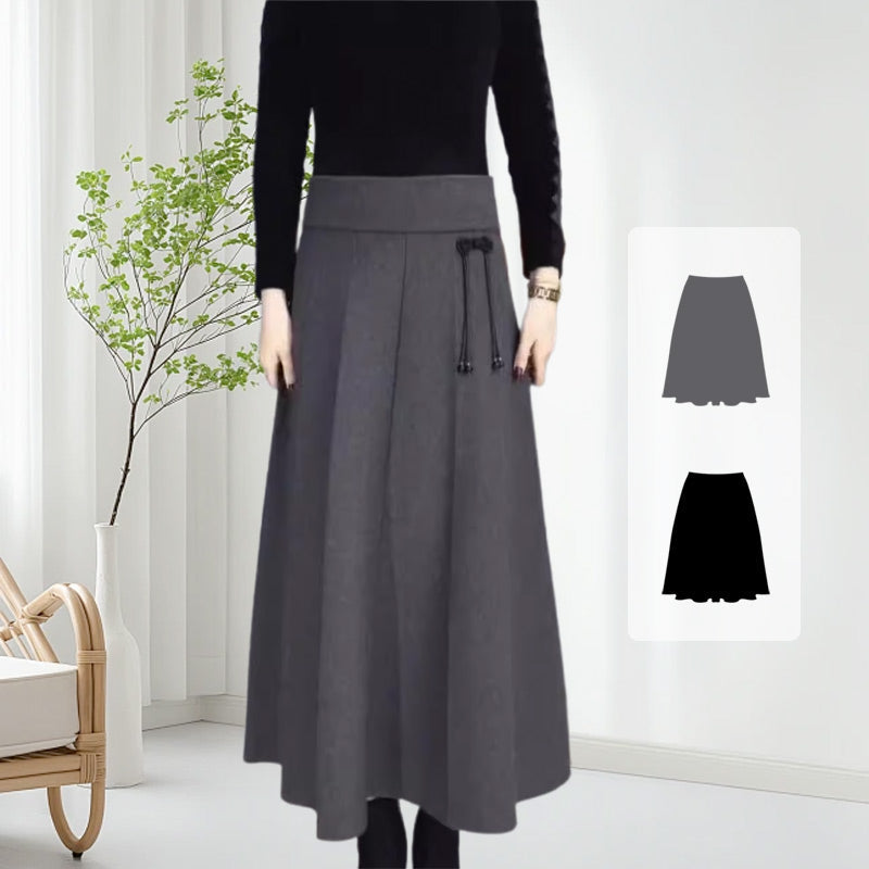 Eleganter Damen High-Waist Midirock, ideal als Bürorock oder Freizeitrock im Herbst.