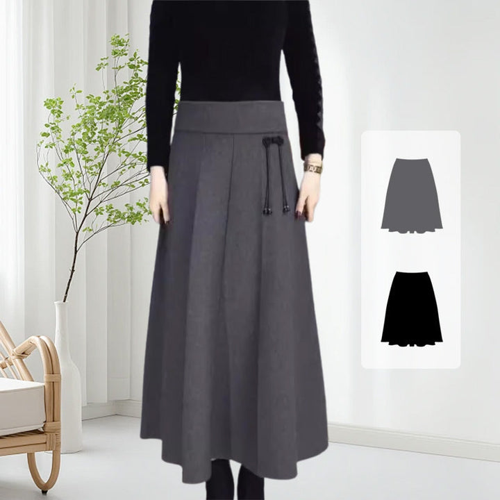 Eleganter Damen High-Waist Midirock, ideal als Bürorock oder Freizeitrock im Herbst.