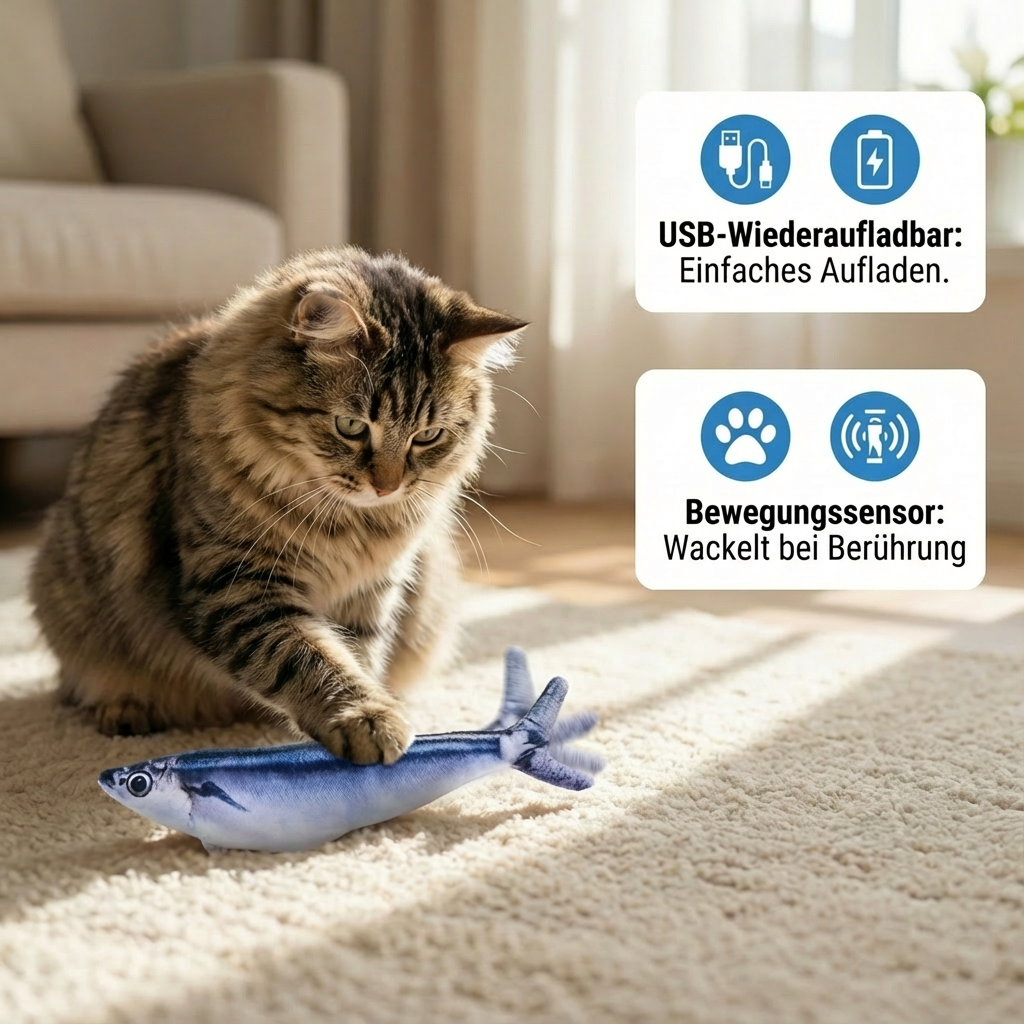 Dynamisches Wackelspielzeug für Katzen, regt natürliche Beutejagd an und fördert Bewegung.