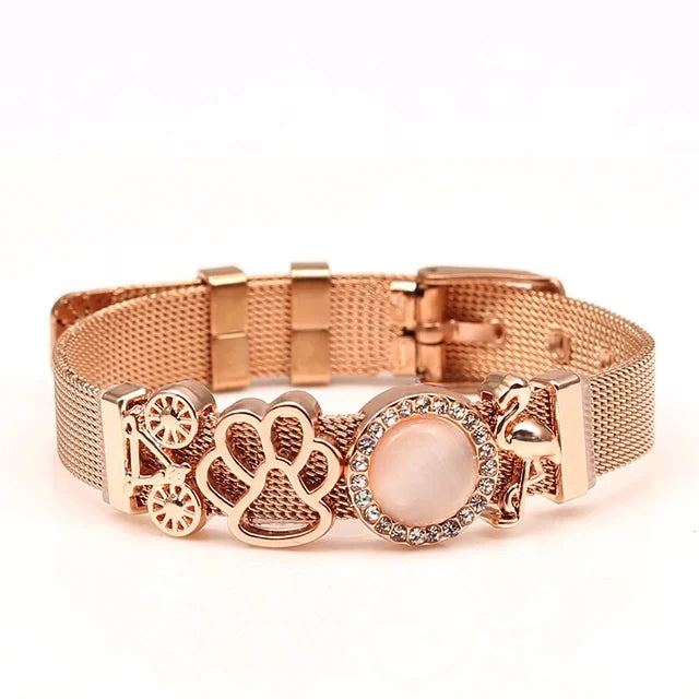 Zweifarbiges Damenarmband aus Mesh, verstellbar, für maximalen Komfort.
