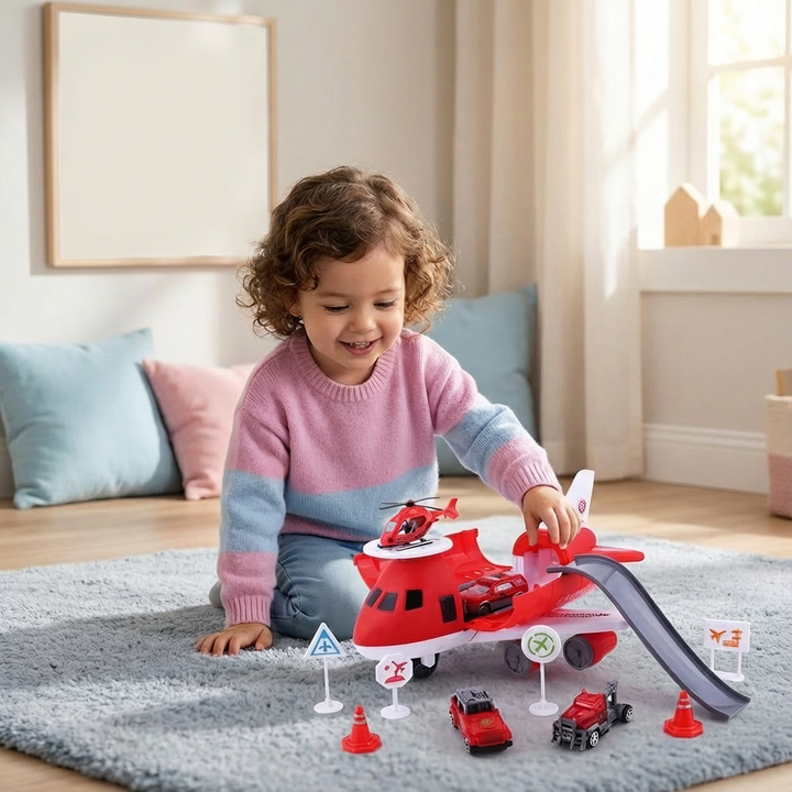 Detailliertes Kinder Flugzeug Spielzeug aus dem Fahrzeug Set, ideal für Rollenspiele & Fantasie.