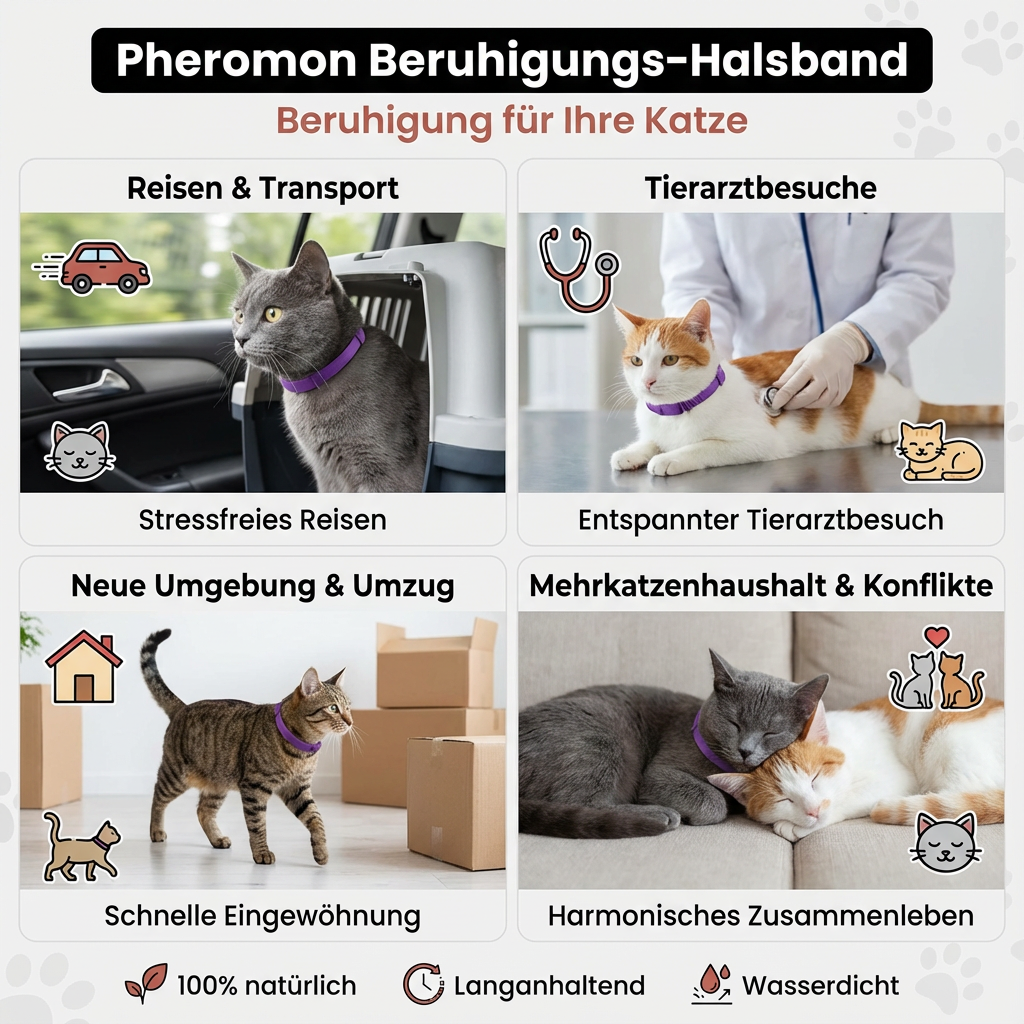 Verpackung des Beruhigungs-Halsbands für Haustiere. Pheromon gegen Stress bei Hund & Katze. Effektive Angstreduktion.