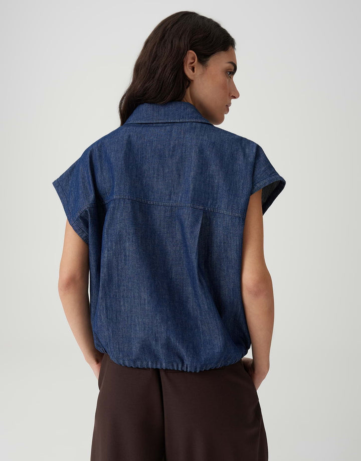 Komfortable Damen Kurzarm-Bluse, lockere Hemdbluse mit praktischem Tunnelzug. Perfekt für den Sommer.