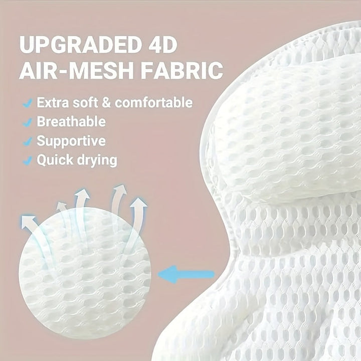 Hochwertiges Badzubehör: 4D Luxe Badekissen, atmungsaktiv & komfortabel. Optimale Nacken- und Rückenstütze.