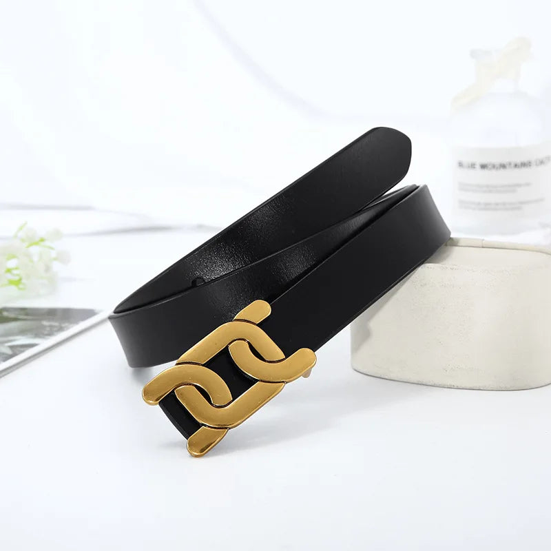 Detailaufnahme eines eleganten Damengürtels in italienischem Stil. Klassisches Mode-Accessoire für Damen.