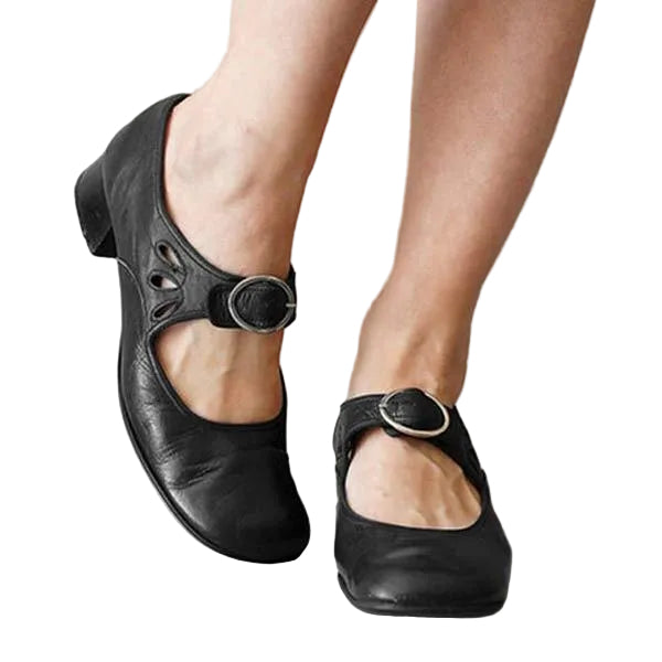 Stilvolle orthopädische Komfortschuhe für Damen im Vintage-Look, perfekt für den ganzen Tag.