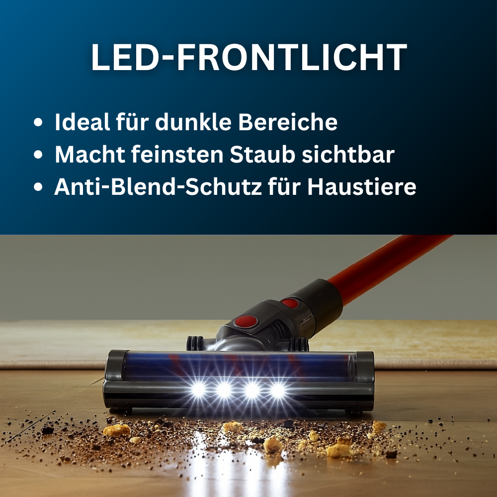 Hocheffizientes Filtersystem des Akku Staubsaugers für saubere Abluft beim Staubsaugen.