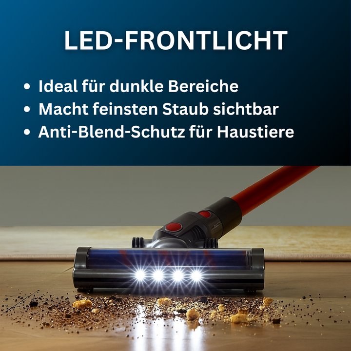 Hocheffizientes Filtersystem des Akku Staubsaugers für saubere Abluft beim Staubsaugen.