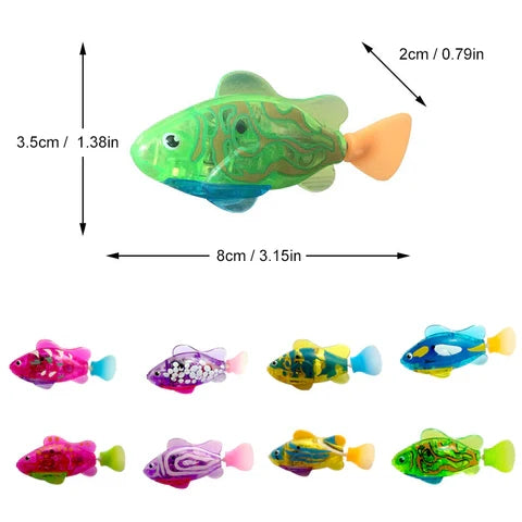 Lustiges Wasserspielzeug: Schwimmende Fische als interaktives Katzenspielzeug.