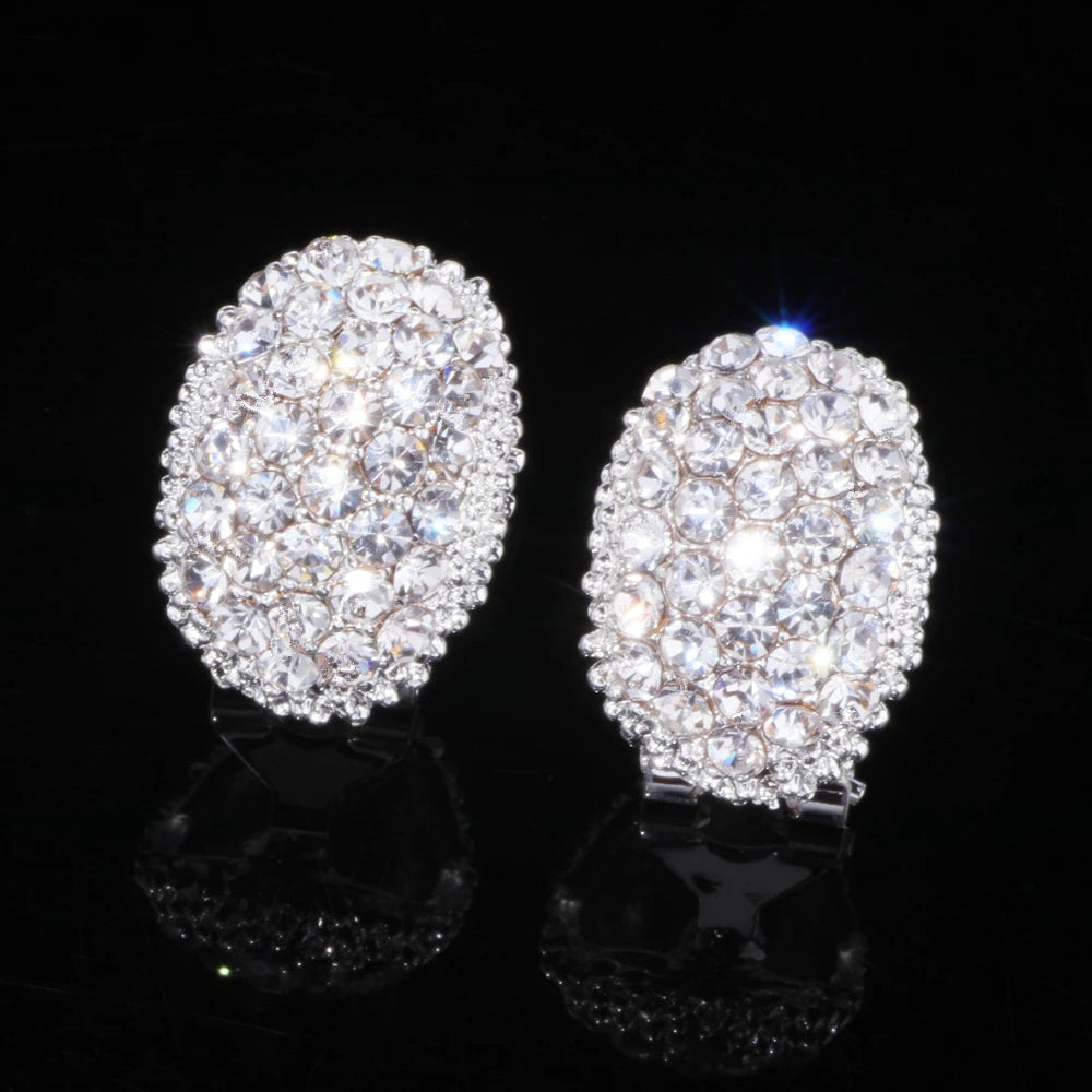 Funkelnde ovale Zirkonia-Ohrringe für Damen aus Edelstahl; eleganter, romantischer Damenschmuck, ideal für Alltag.