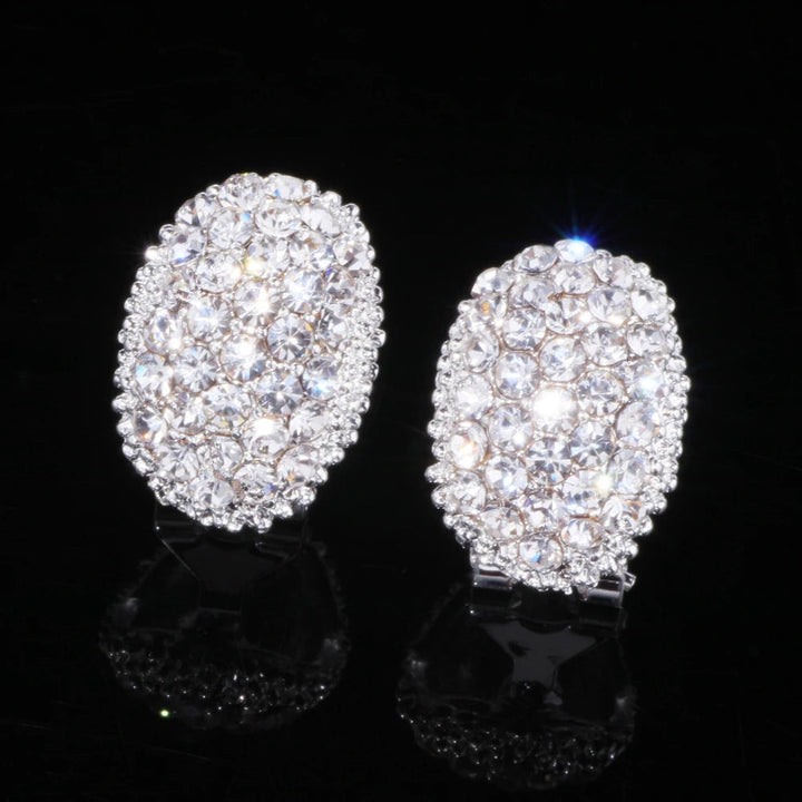 Funkelnde ovale Zirkonia-Ohrringe für Damen aus Edelstahl; eleganter, romantischer Damenschmuck, ideal für Alltag.