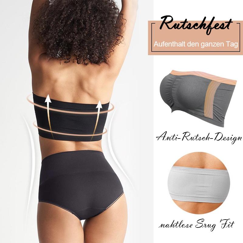 Eleganter trägerloser Damen Bandeau-BH mit Push-up, nahtlos & rutschfest. Perfekt unter schulterfreier Kleidung.