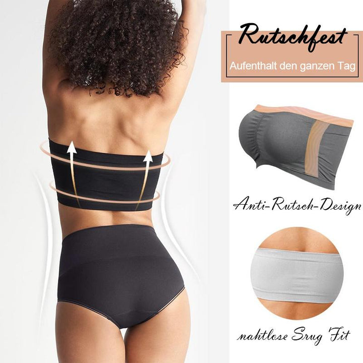 Eleganter trägerloser Damen Bandeau-BH mit Push-up, nahtlos & rutschfest. Perfekt unter schulterfreier Kleidung.