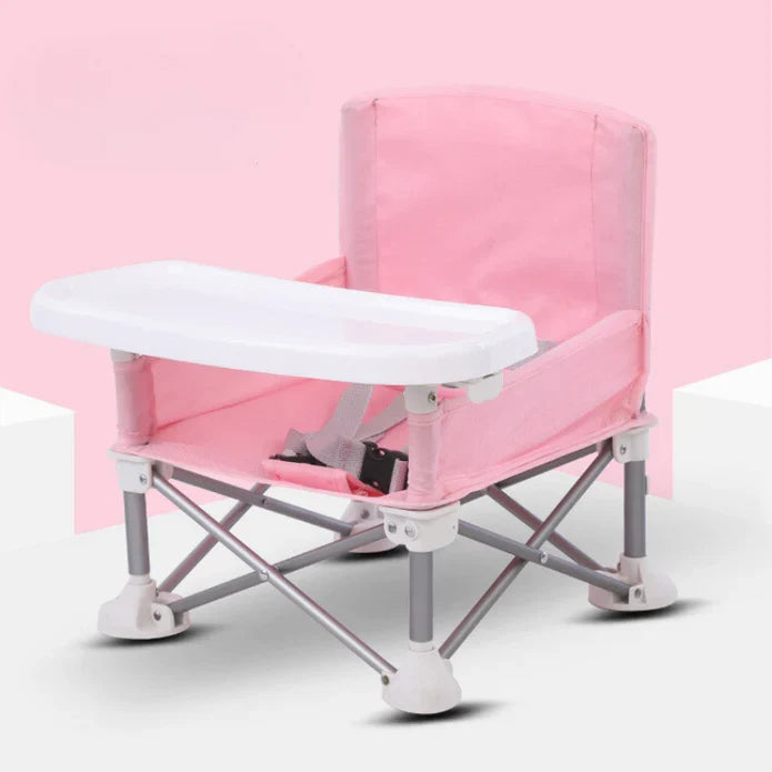 Sicherer Reisehochstuhl für Babys, faltbar und leicht. Tragbarer Essstuhl, ideal für unterwegs und kleine Wohnungen.