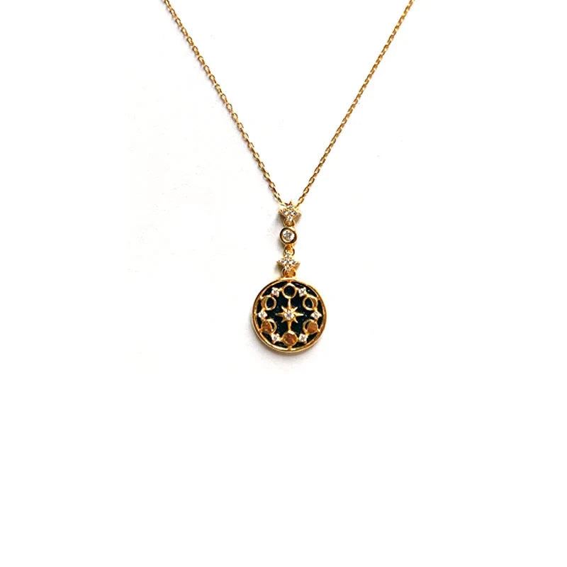 Damen-Blaustein-Halskette, Symbol für Neuanfang und Erfolg. Vergoldeter Silber-Edelsteinschmuck.