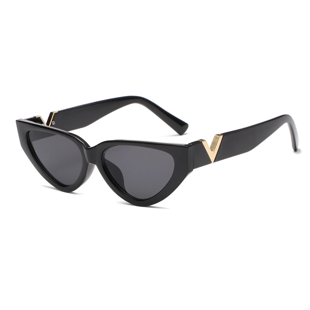 Damen Retro Katzenaugen-Sonnenbrille in Schwarz, UV400 Schutz, stilvolles Sommer-Accessoire.