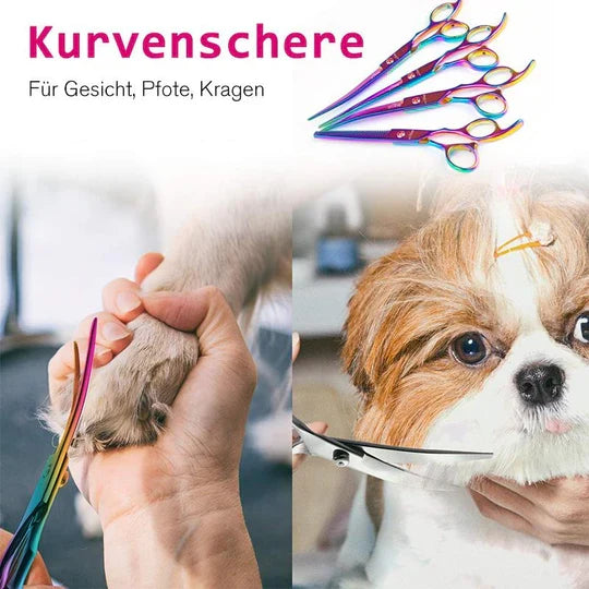 Präzise Hundehaarschneideschere aus Edelstahl für professionelles Hundefriseur-Grooming.