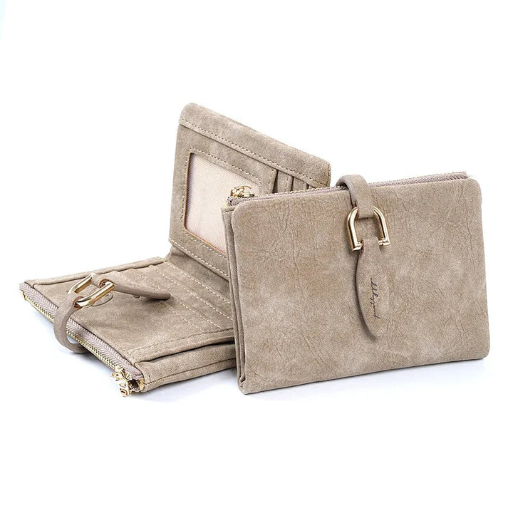 Rosa matte Damen Vintage Geldbörse. Modisches kurzes Portemonnaie als stilvolles Geschenk für Frauen.