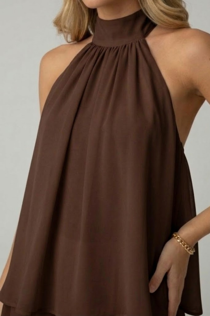 Modisches Damen Cocktailkleid, Neckholder, kurzes Design, perfekt für Feste.