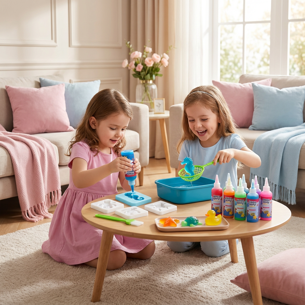 Kinder Kreativ-Set: Bunte Wassergelee Figuren. Pädagogisches Bastelset für DIY Spielzeug & Motorik. Ideales Kindergeschenk.
