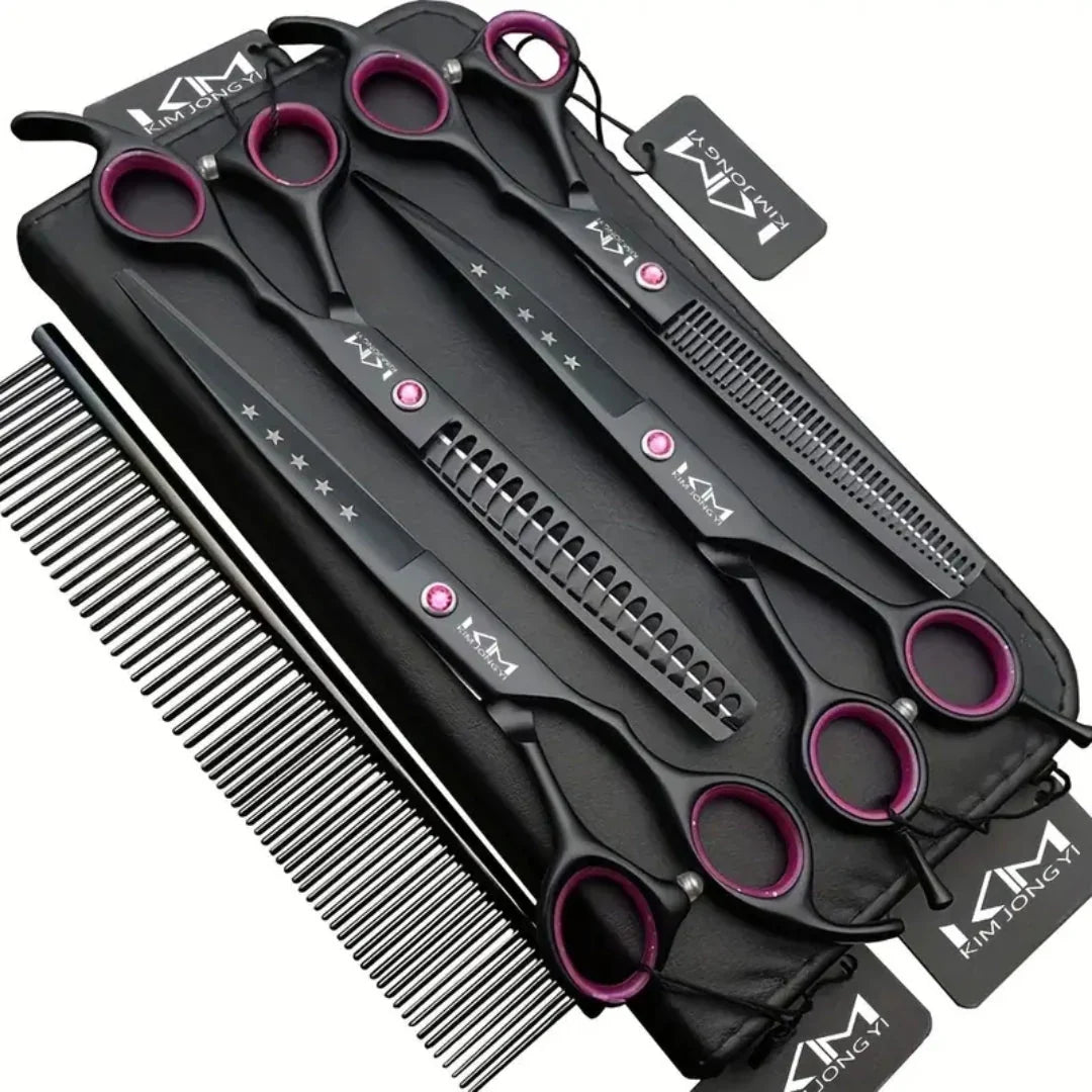 Professionelles Hundepflege-Set aus Edelstahl für präzises Styling & Fellpflege zuhause.