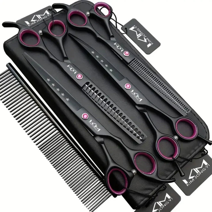 Professionelles Hundepflege-Set aus Edelstahl für präzises Styling & Fellpflege zuhause.