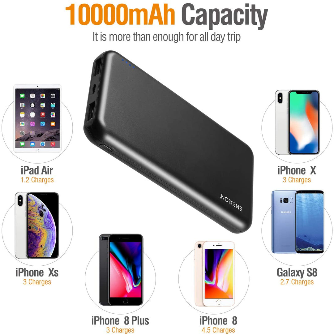 Kompaktes 10000 mAh Powerbank Duo-Set. Idealer Reise-Akku für Handy, Smartphone und Tablet.