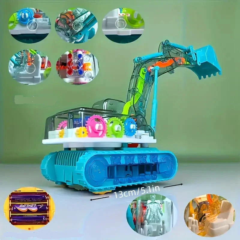 Dynamischer Musik Bagger, der tanzt & leuchtet. Rhythmus & Motorik Spielzeug für aktive Kinder.