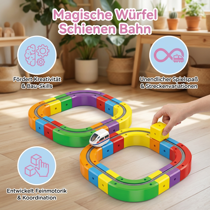 Pädagogisches Lernspielzeug: Magische Würfel Schienen Bahn zur Förderung von Feinmotorik & Problemlösung.