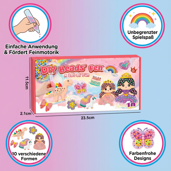 Pädagogisches Perlenmalerei Set für Kinder. Spielzeug zum Basteln, Malen mit Perlen, steigert Geschicklichkeit & Spaß.