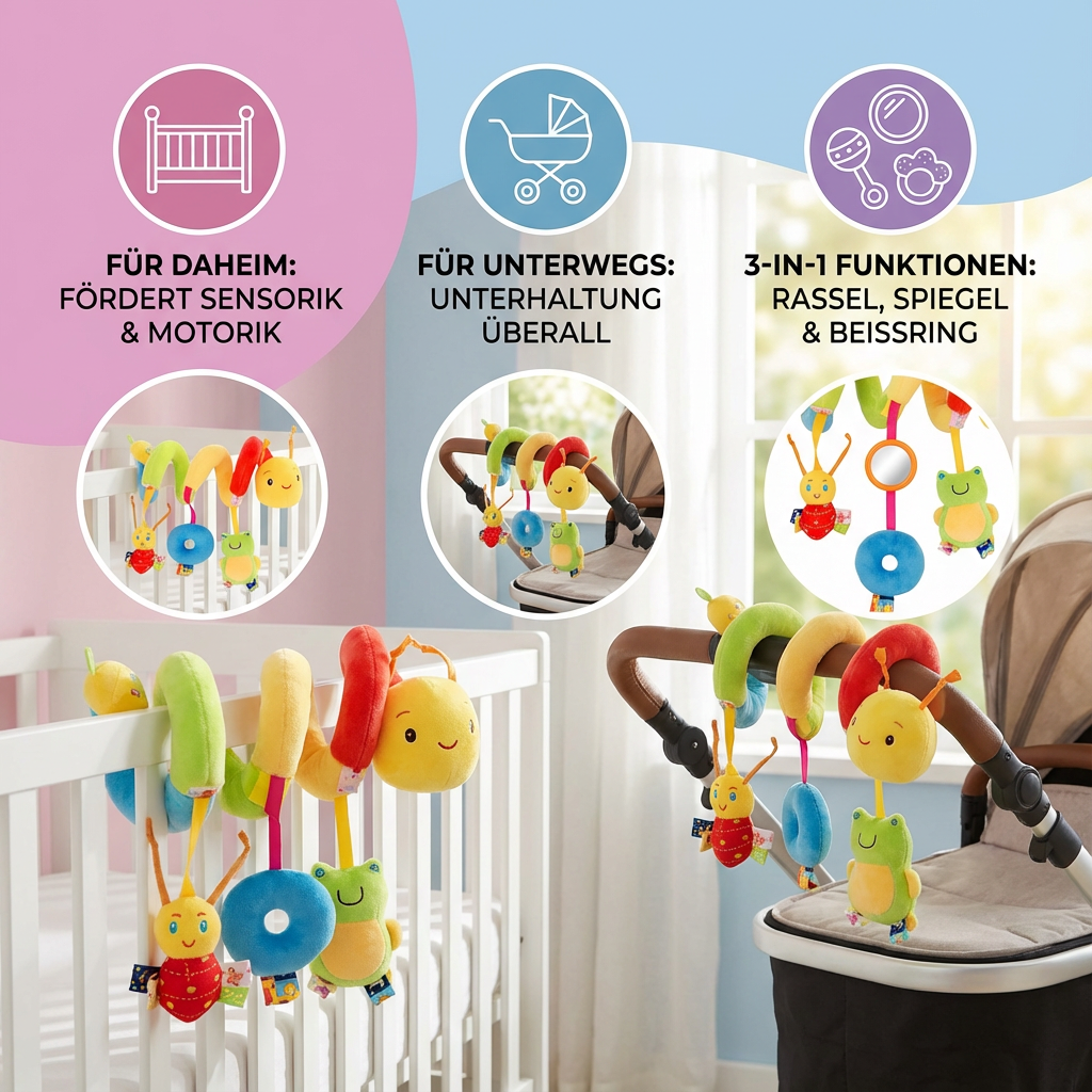 Kuschelraupe Greifling Rassel: Buntes Babyspielzeug mit Greifmöglichkeiten & Rassel für spielerische Entdeckung.