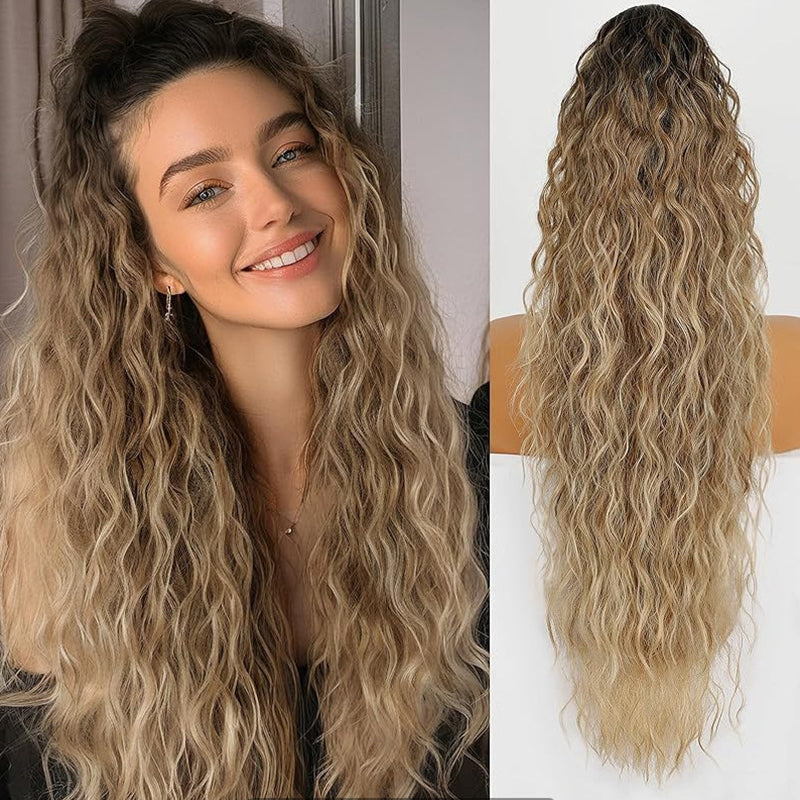 Stylische 76cm Damen-Pferdeschwanz-Haarteil mit Krallenclip, zaubert Volumen und schöne Wellen.