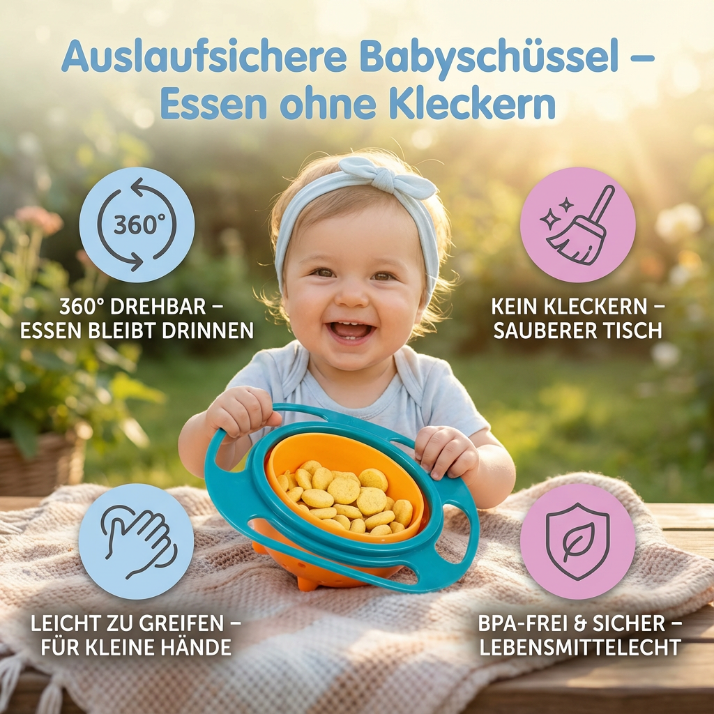 Sicheres Kindergeschirr: BPA-freie Babyschüssel für Kleinkinder, unterstützt das selbstständige Essen.