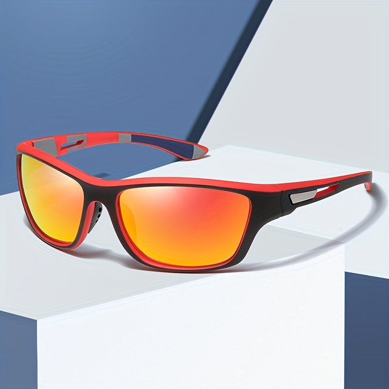 Blaue polarisierte Herren Sportbrille mit UV-Schutz, ideal für Laufen & Radfahren.