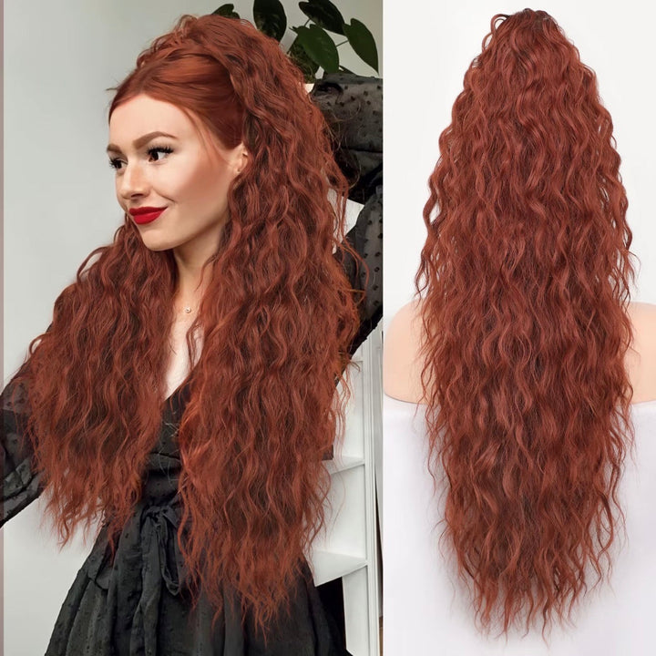 Trendige 76cm Pferdeschwanz-Extension aus Kunsthaar mit Krallenclip, für modische Wellen.