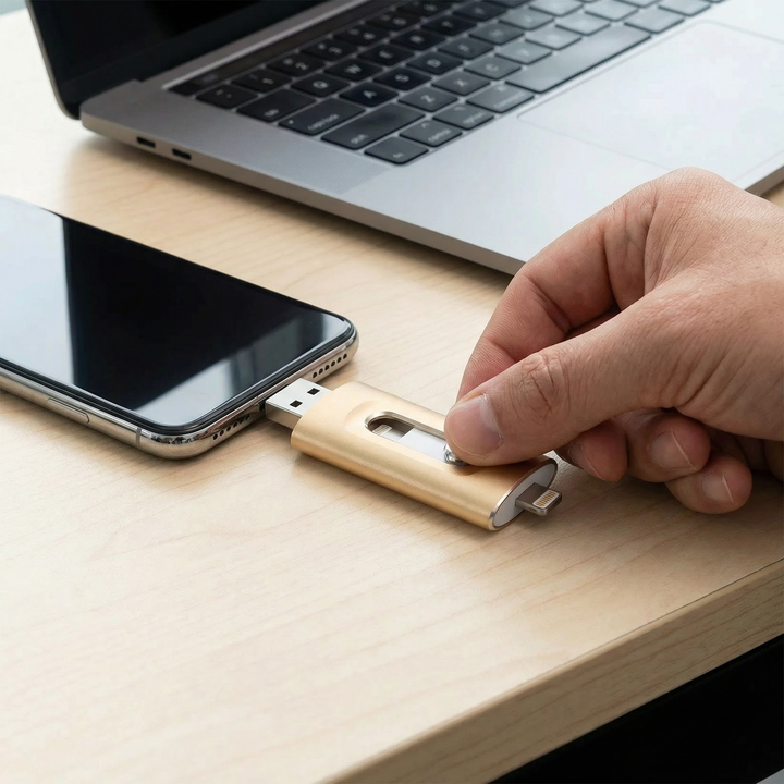 3-in-1 USB-Stick für Smartphone & PC. Schneller Datentransfer mit Type-C, USB & Micro-USB. Externe Datensicherung.
