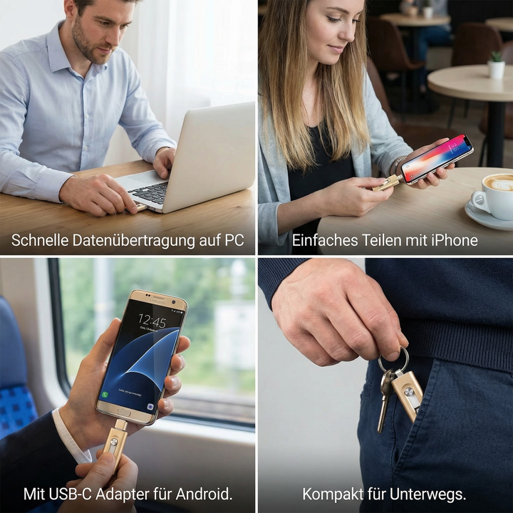Vielseitiger USB-Stick mit Type-C & USB-A Anschlüssen. Ideal für Datentransfer zwischen Android-Smartphone, Tablet & PC.