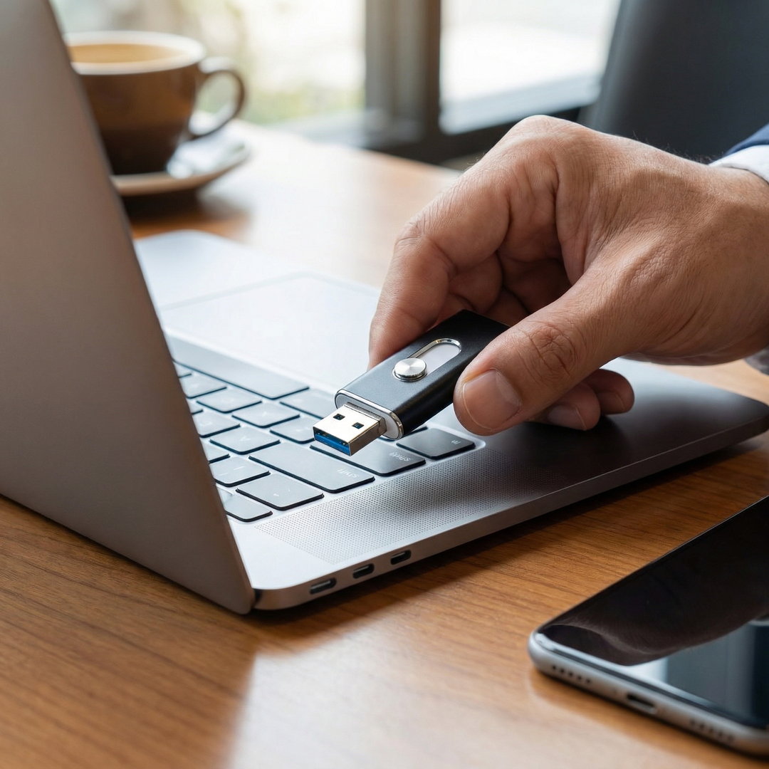 Speichererweiterung für Smartphone & Tablet. USB-Flash-Drive löst Speicherplatzprobleme, schneller Datentransfer zum PC.