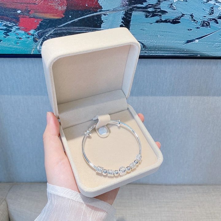 Schickes Damen Armband mit Glücksperlen, aus hochwertigem 925er Silber, verstellbar, vielseitiger Modeschmuck.