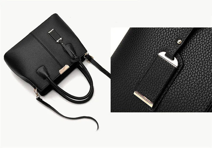 Stilvolle Damen Handtasche, Seitenansicht, zeigt schlankes Profil. Elegantes Design, leicht & modern.
