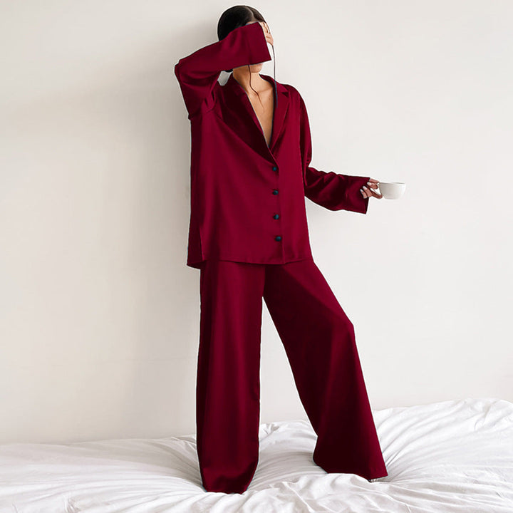 Detailansicht: Hose des Damen Pyjama Sets, komfortabler Schnitt, ideal für Schlafanzug & gemütliche Loungewear.