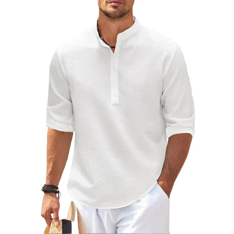 Herren Sommerhemd mit hochkrempelbaren Ärmeln, atmungsaktiv & leicht. Perfekt für vielseitige Sommer-Looks.