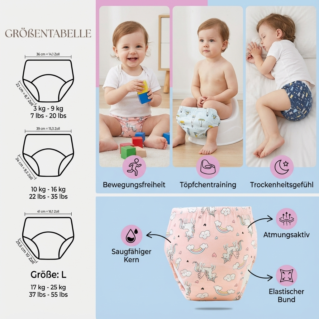Umweltfreundliche Kinder Trainingshose, perfekt für das Sauberwerden von Babys.