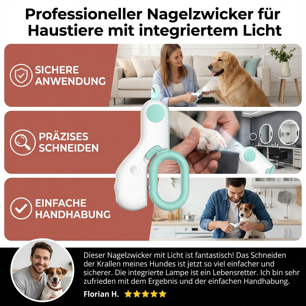 Blauer & rosafarbener Nagelzwicker für Hunde, Katzen & Kleintiere, erleichtert die Krallenpflege zu Hause.