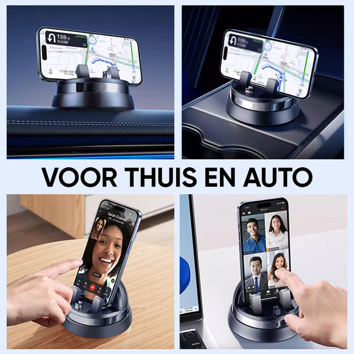 Smartphone-Halterung am Armaturenbrett, 360° drehbar, sichere Befestigung für Auto-Navigation & Freisprechen.