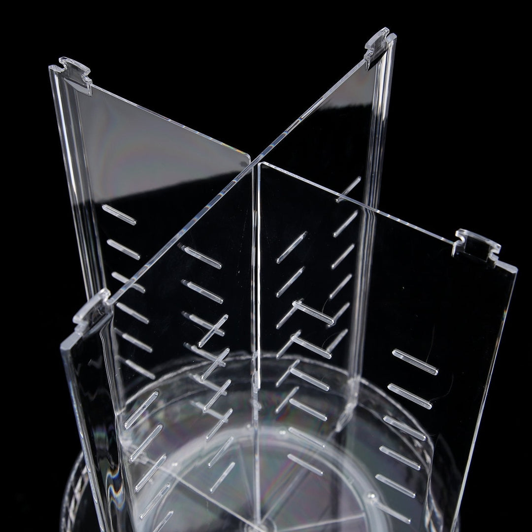360° drehbarer Make-up Halter aus Kristall-Acryl von oben. Praktischer Kosmetik Organizer für Ordnung im Beauty-Bereich.