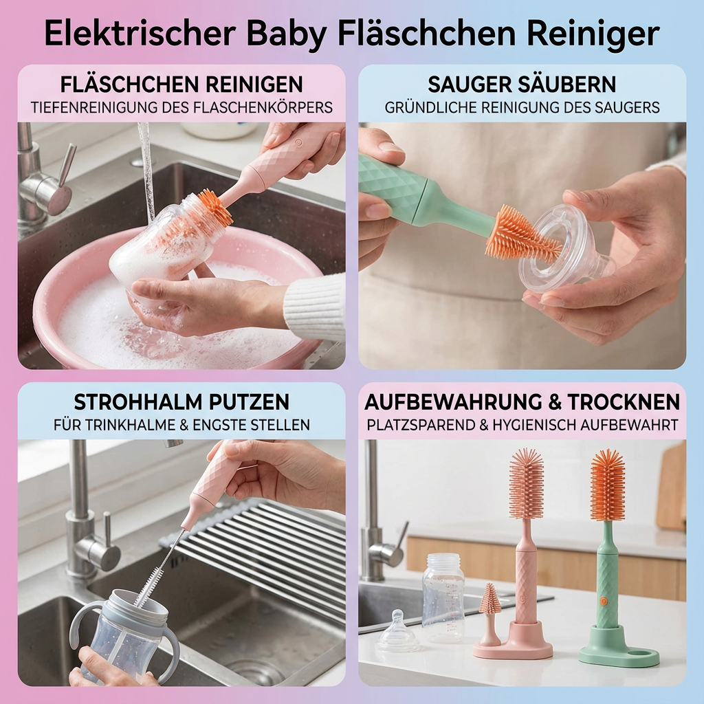 Modernes, elektrisches Babyflaschenreiniger-Gerät für mühelose und effiziente Hygiene von Babyflaschen.