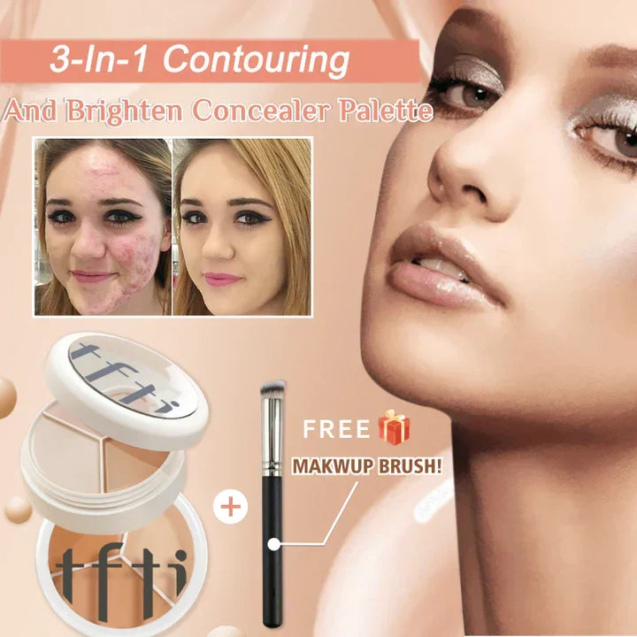 Damen 3-Farben Concealer Palette für makellosen, ebenmäßigen Teint. Ideal zur Farbanpassung und Abdeckung.