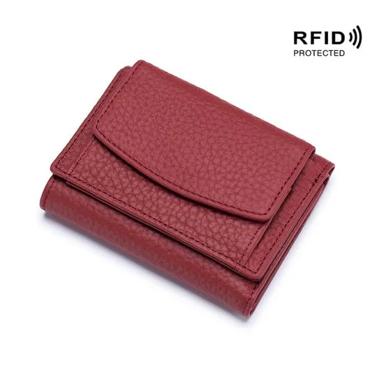 Kompakte RFID Mini-Geldbörse in leuchtendem Rot, schützt Karten vor Datendiebstahl.