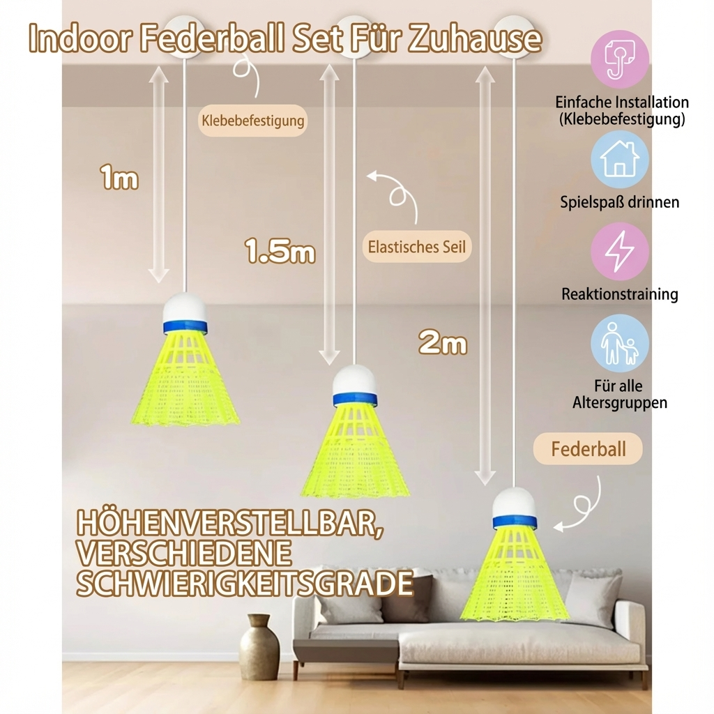 Hochwertiges Indoor Federball Sportspielset. Perfekt für Kinder und Erwachsene, fördert Spiel & Bewegung.